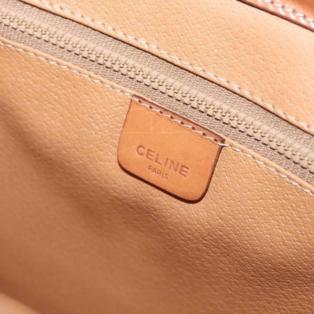 Celine Vintage Macadam Shoulder Bag Canvas And Leather Beige Canvas Shoulder Bag Bag