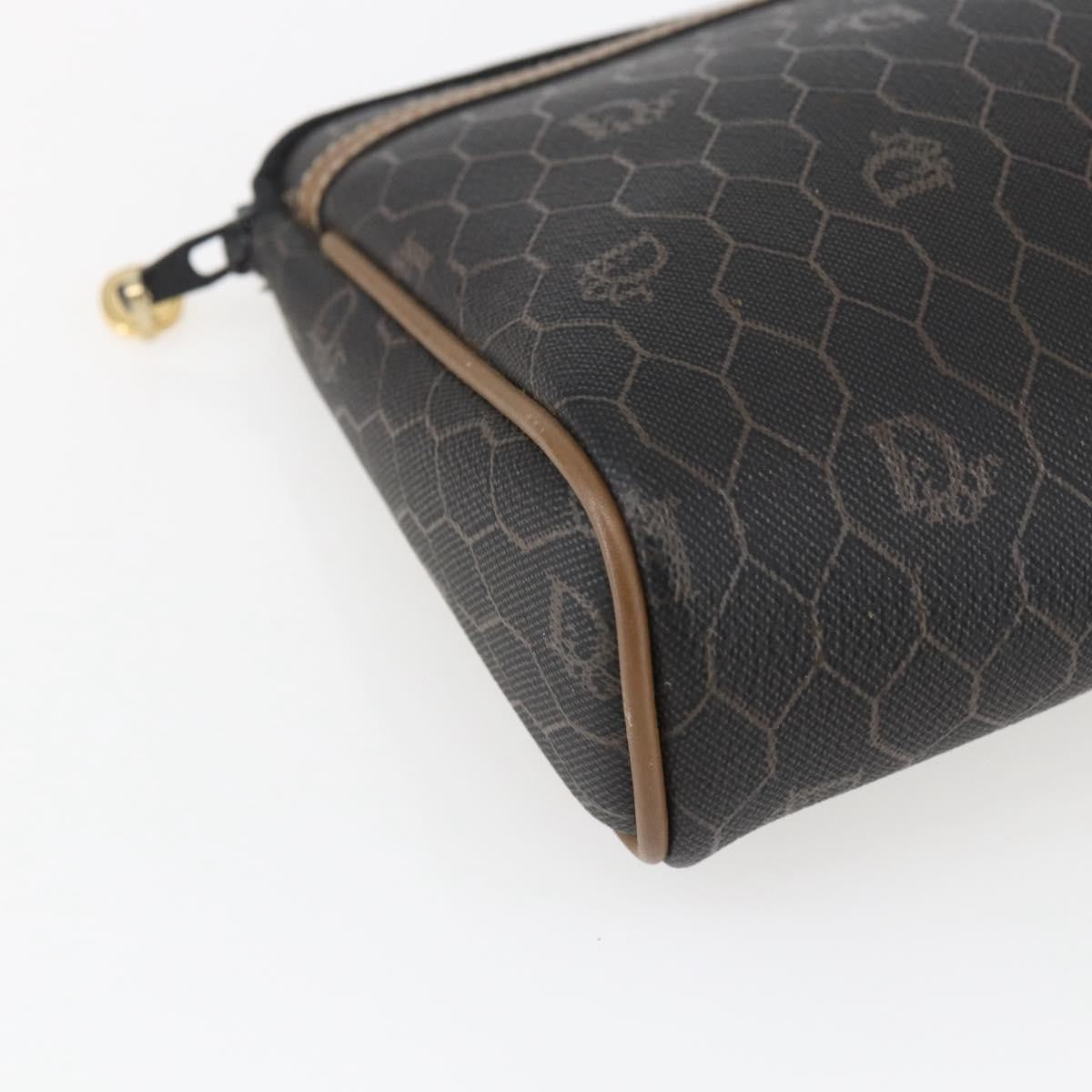 Christian Dior Vintage Honeycomb Zip Pouch Canvas And Leather Black Pvc Clutche & Pouche Bag (Pre-Owned)