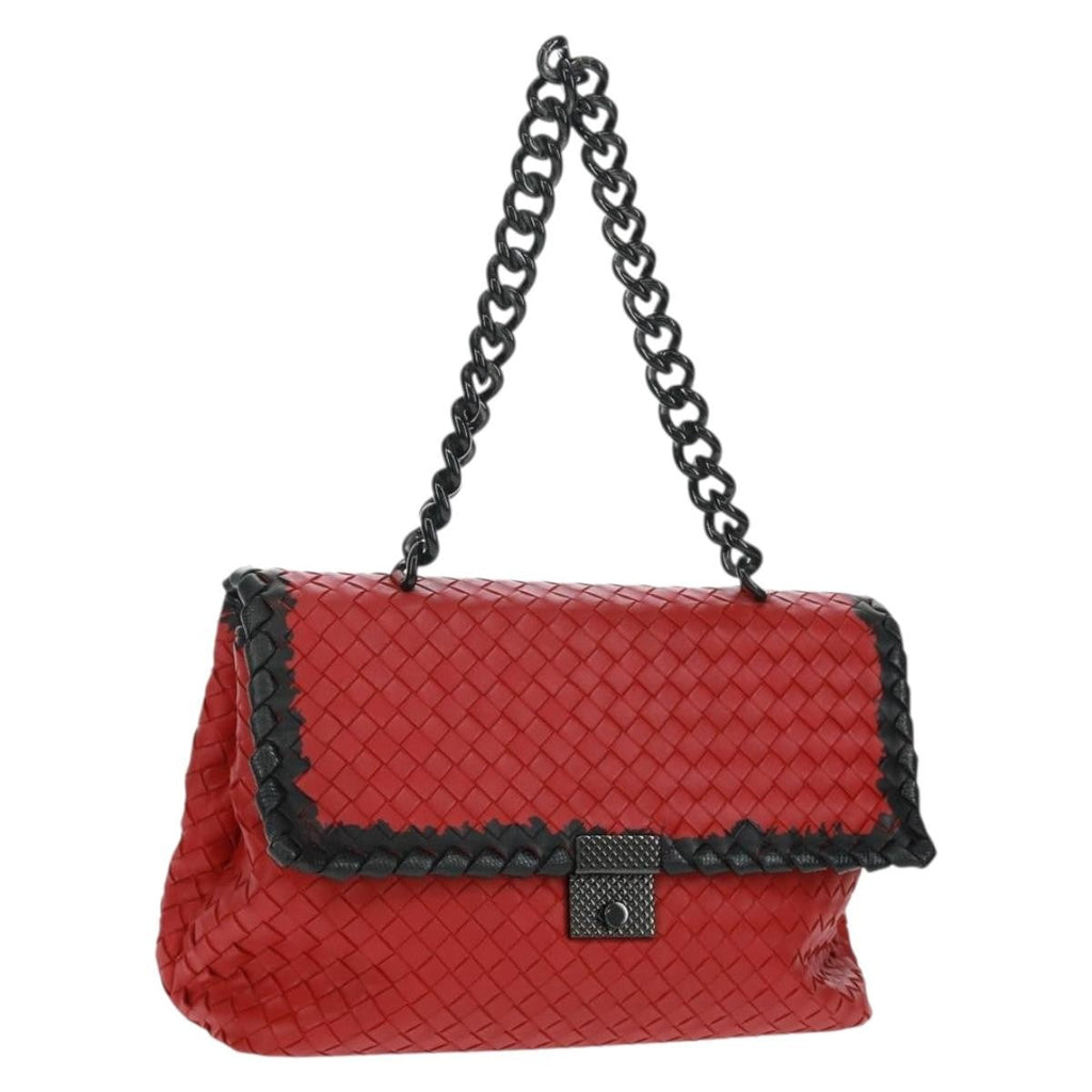 Bottega Veneta Glass Shoulder Bag Intrecciato Nappa With Snakeskin Red Leather Shoulder Bag Bag