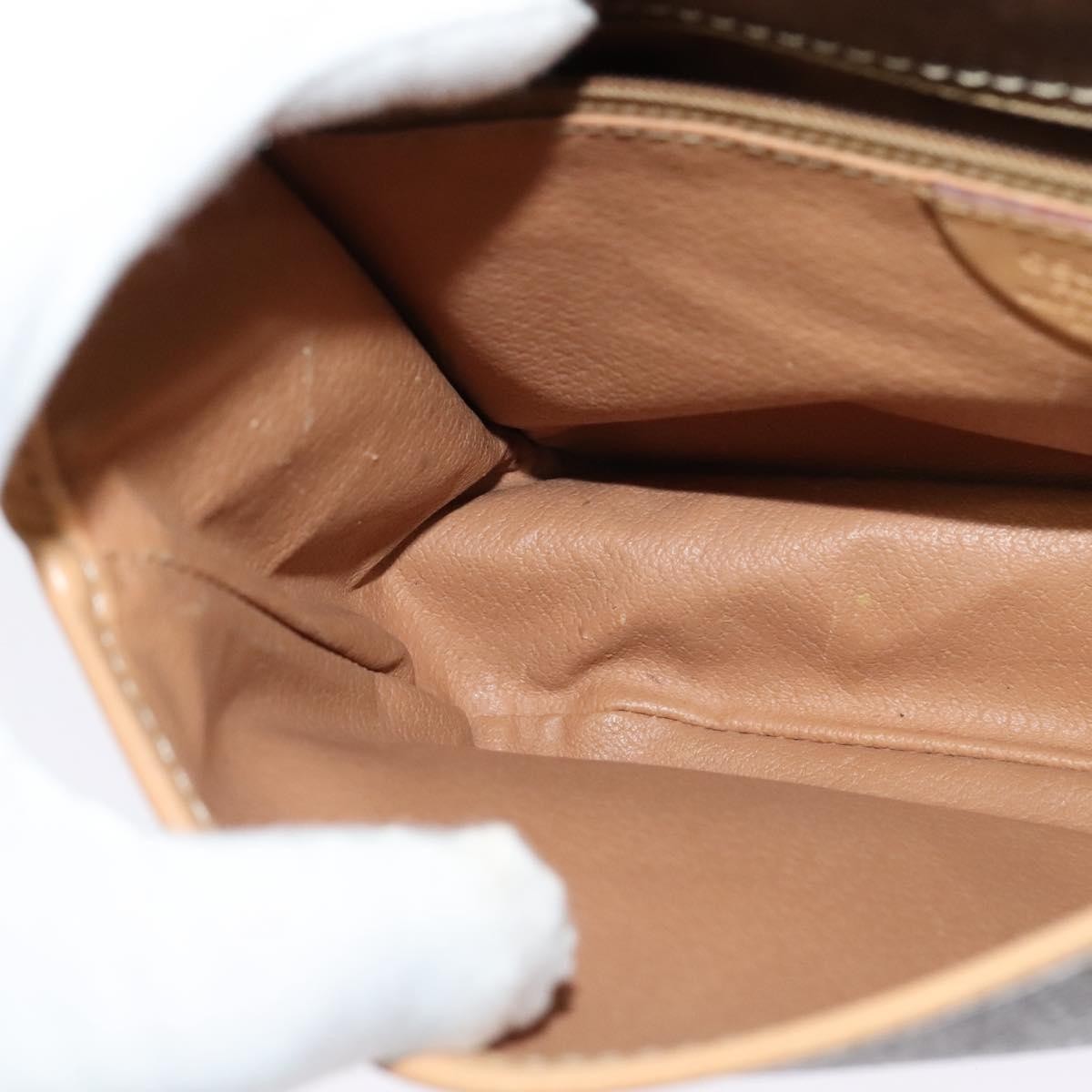 Celine Macadam Shoulder Bag Pvc Leather Brown Canvas Bag