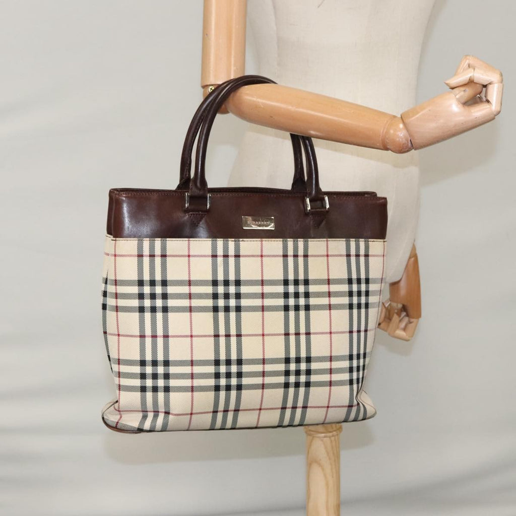 Burberry Nova Check Tote Canvas And Leather Beige Canvas Tote Bag