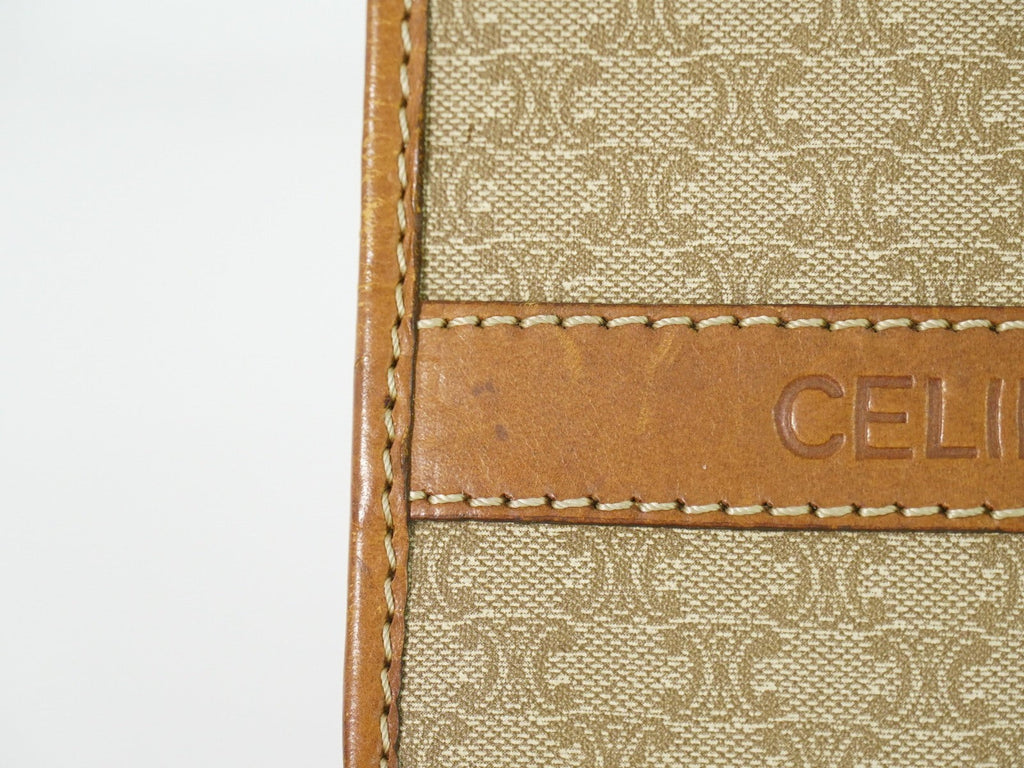 Celine Vintage Macadam Shoulder Bag Canvas Beige Canvas Shoulder Bag Bag