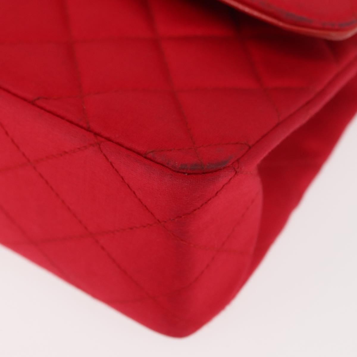 Chanel Timeless - Classic Double Flap Bag Quilted Satin Red Satin Shoulder Bag Bag