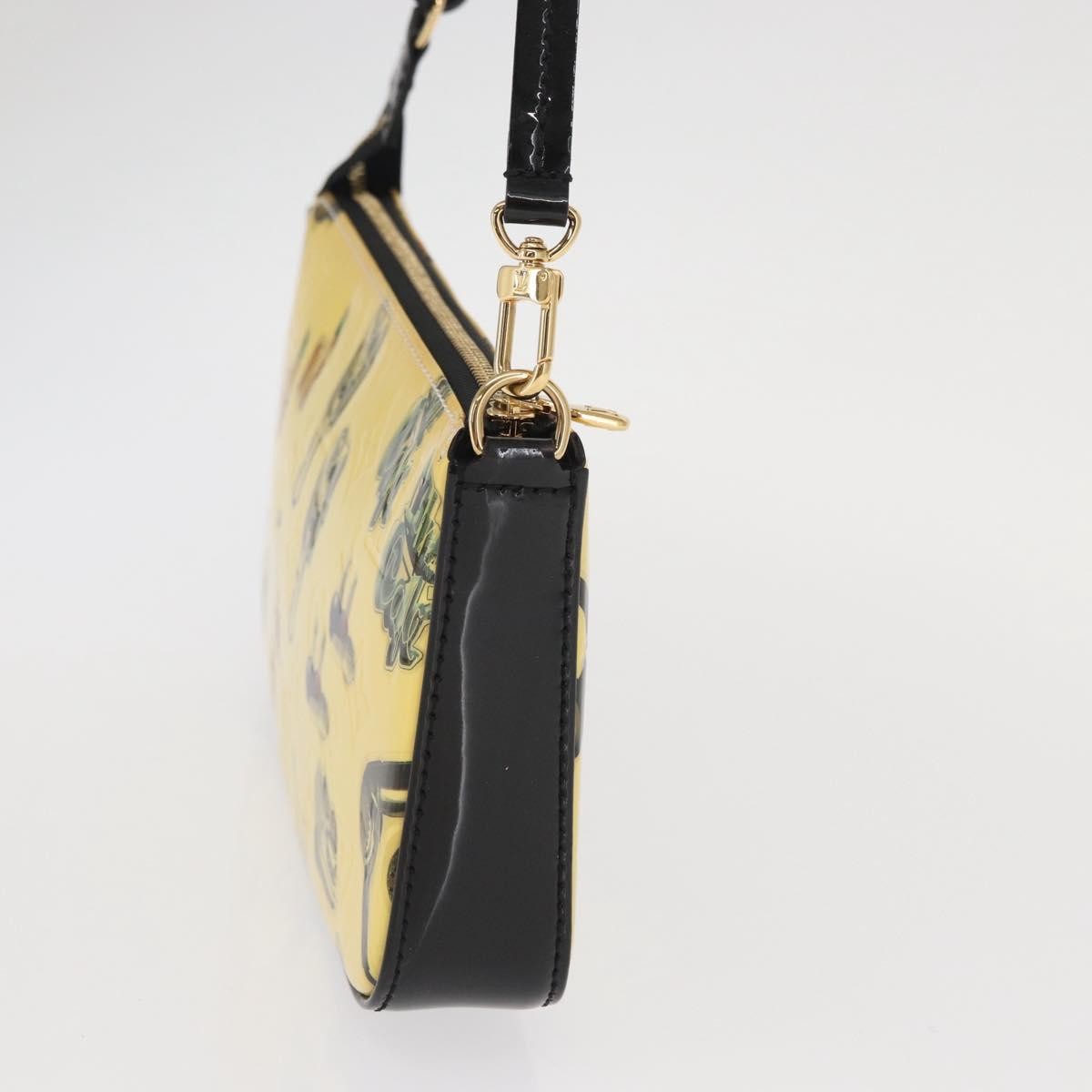 Louis Vuitton Pochette Accessoires Nm Limited Edition Stickers Monogram Vernis Yellow Patent_Leather Clutche & Pouche Bag