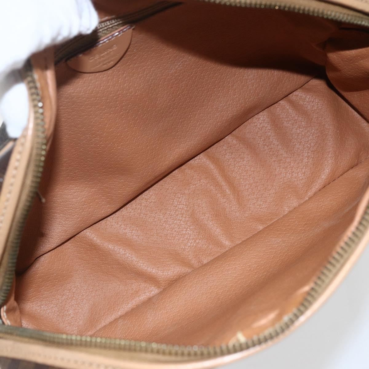 Celine Vintage Macadam Shoulder Bag Canvas And Leather Brown Canvas Shoulder Bag Bag