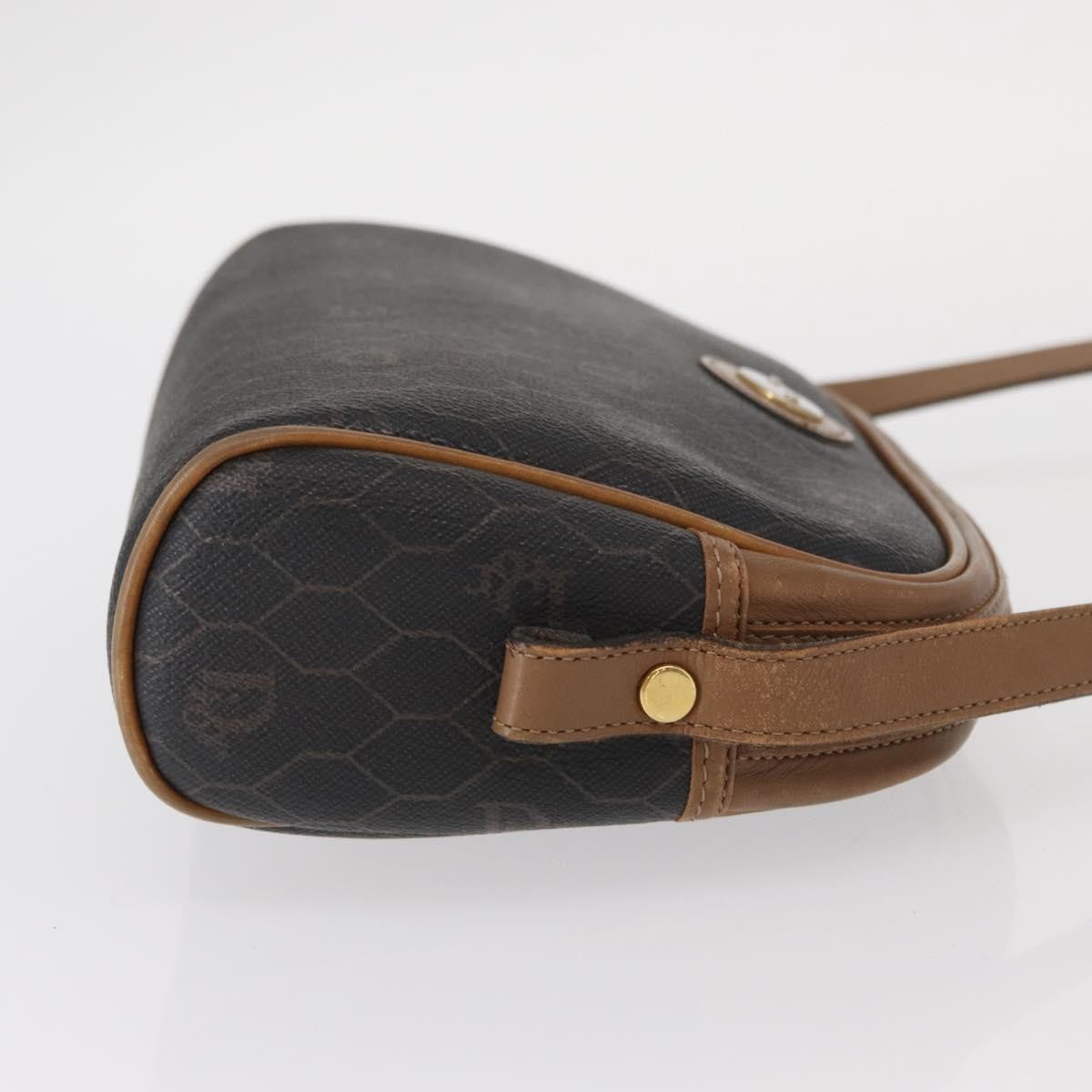 Christian Dior Vintage Honeycomb Shoulder Bag Canvas And Leather Black Canvas Shoulder Bag Bag (Pre-Owned)