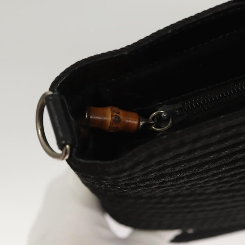 Gucci Bamboo Tote Bag Canvas Black Canvas Tote Bag Bag (Pre-Owned)