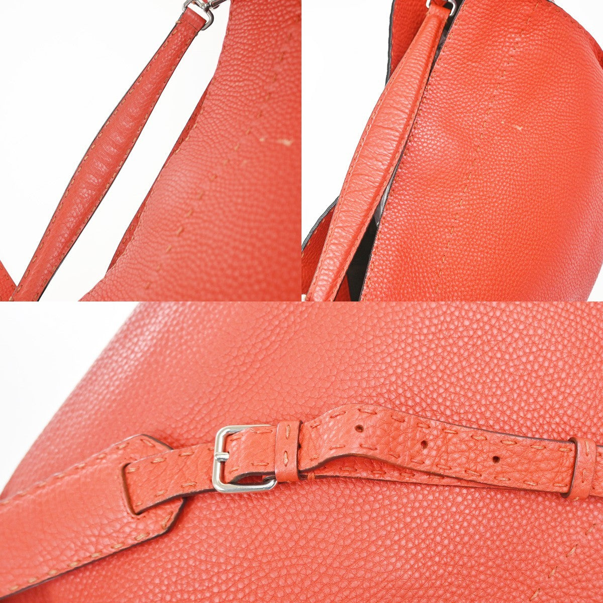 Fendi Selleria Anna Bucket Bag Leather Red Leather Tote Bag Bag