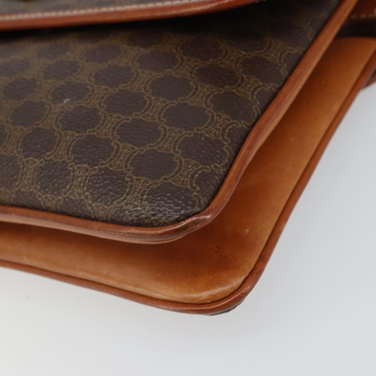Celine Vintage Macadam Shoulder Bag Canvas And Leather Brown Canvas Shoulder Bag Bag