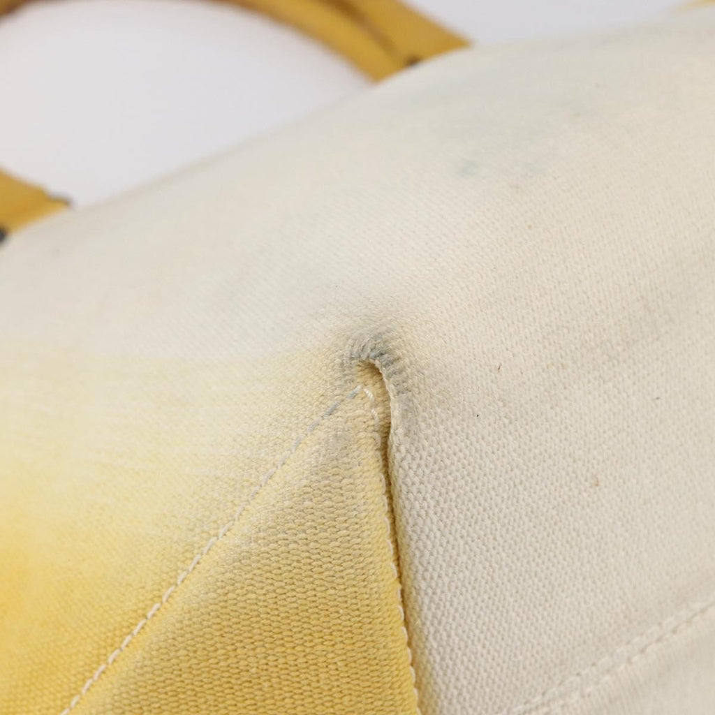 Bottega Veneta Braided Handle Open Tote Bag Canvas With Leather Yellow Canvas Bag