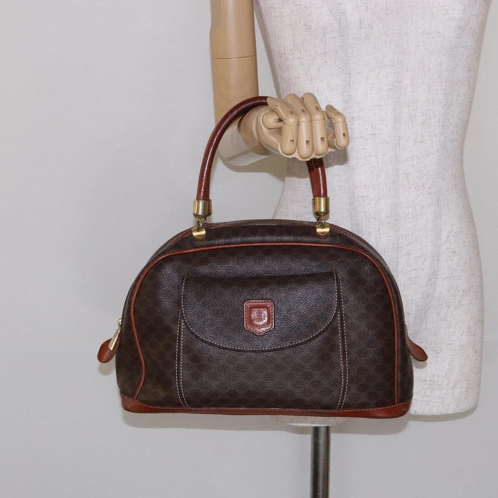 Celine Macadam Handbag Macadam With Leather Brown Canvas Handbag