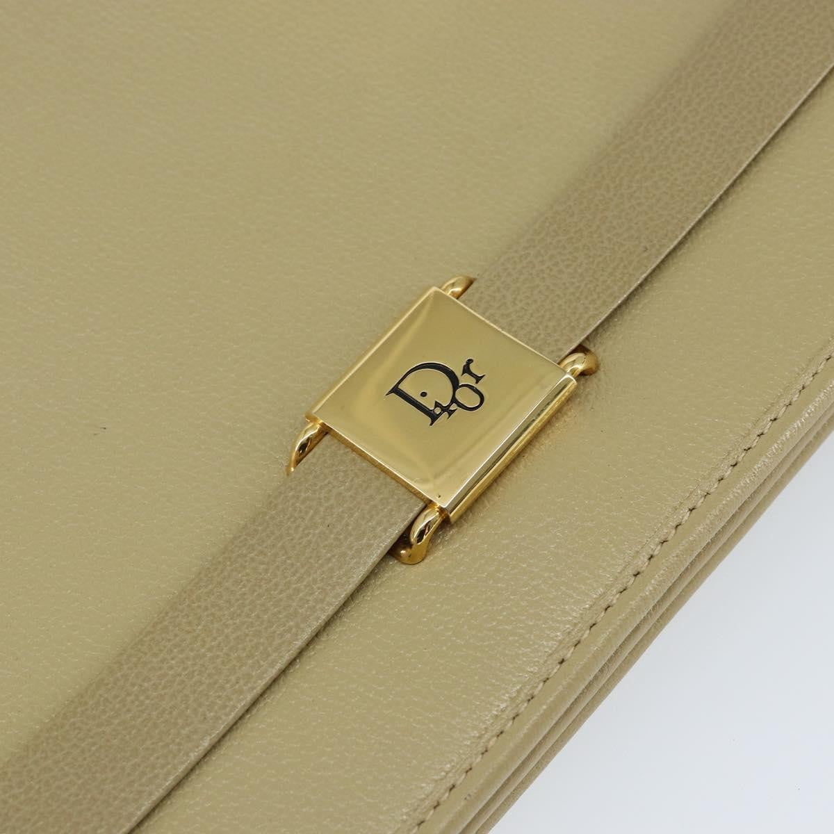 Christian Dior Vintage Shoulder Bag Leather Beige Leather Shoulder Bag Bag (Pre-Owned)