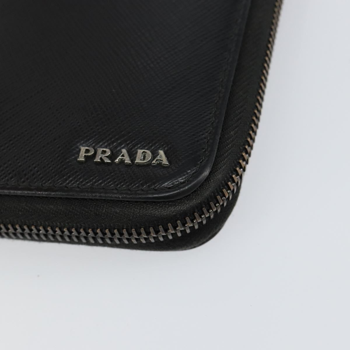 Prada Saffiano Wallet Leather Black Leather Wallets Accessory