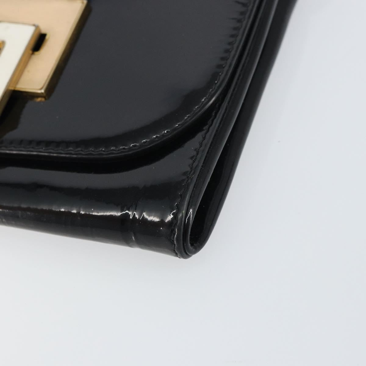 Fendi Vintage Shoulder Bag Enamel Black Patent_Leather Shoulder Bag Bag