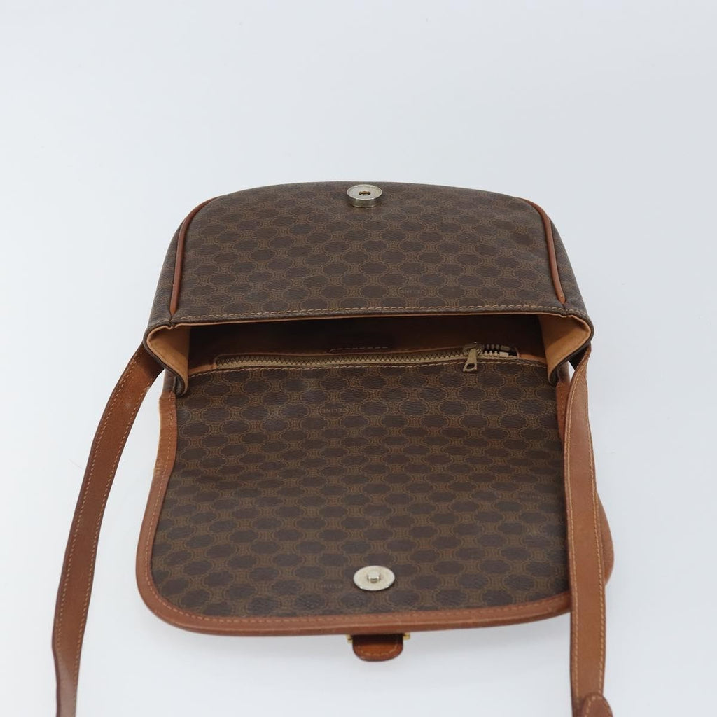 Celine Vintage Macadam Shoulder Bag Canvas And Leather Brown Canvas Shoulder Bag Bag