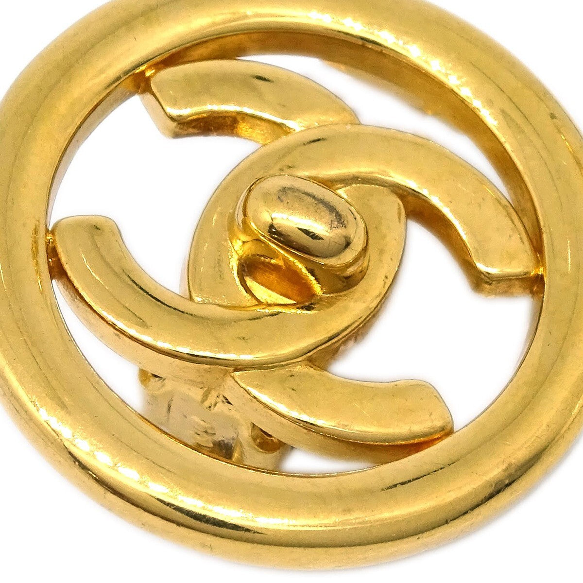 Chanel Cc Round Earrings Metal Gold Gold_Plated Earrings Jewelry