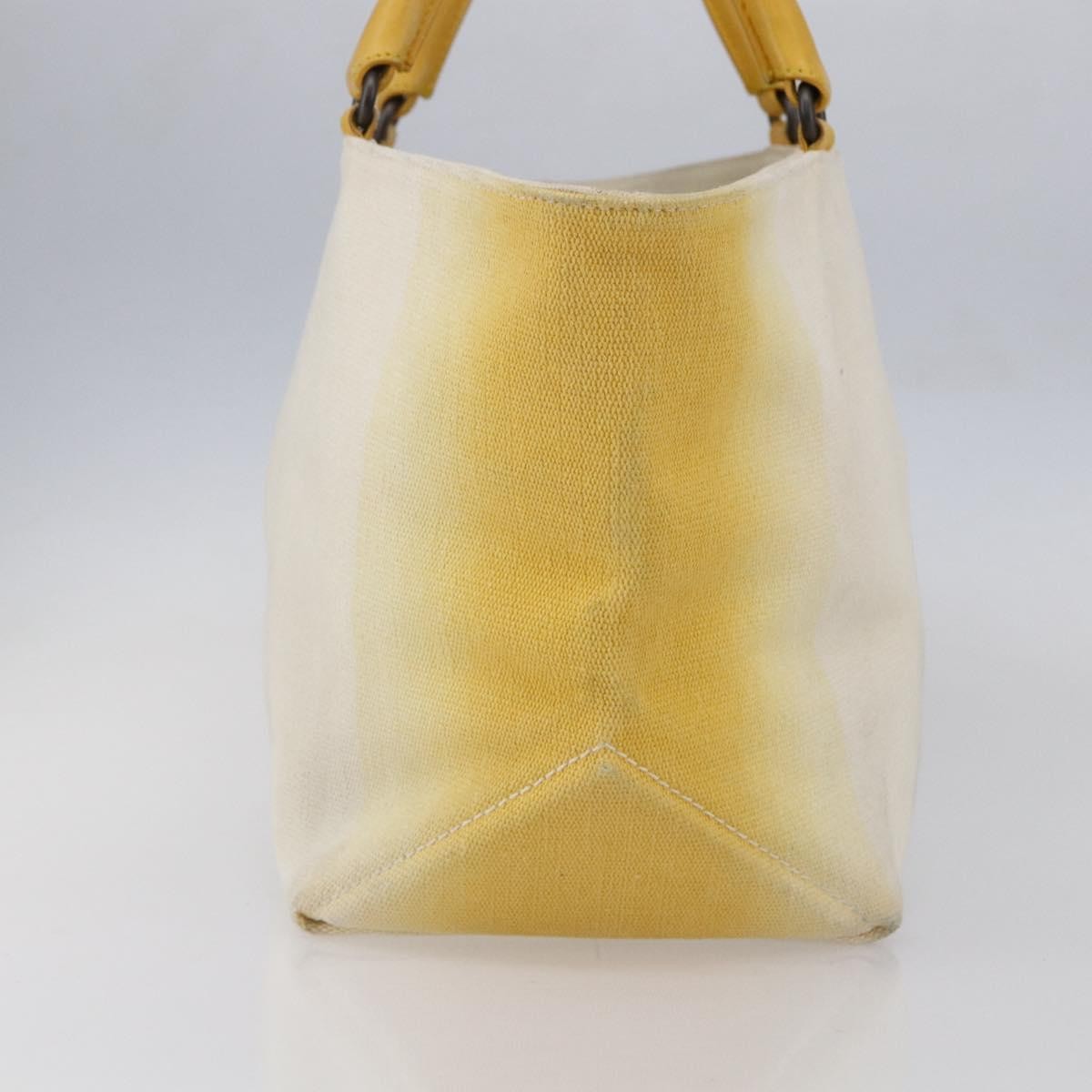 Bottega Veneta Braided Handle Open Tote Bag Canvas With Leather Yellow Canvas Bag
