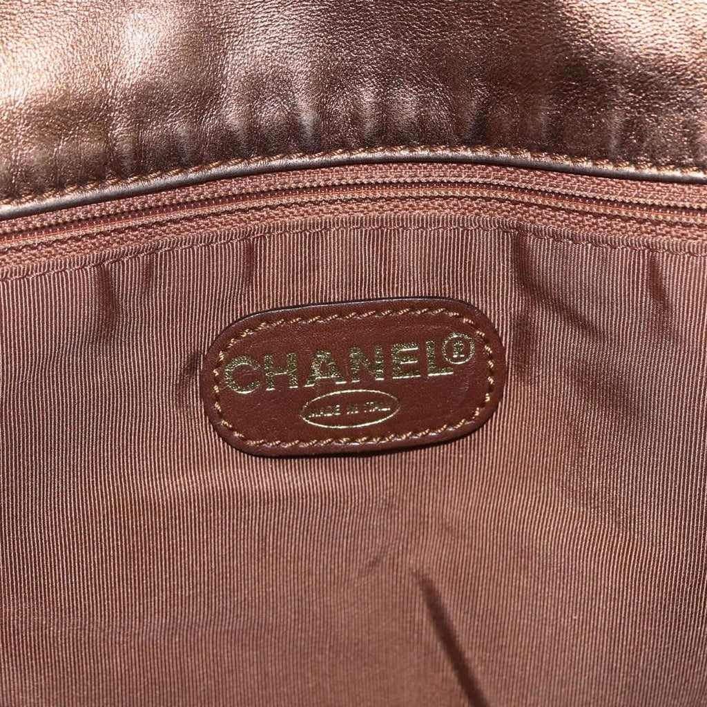 Chanel Vintage Logo Flap Messenger Bag Leather Brown Leather Shoulder Bag Bag