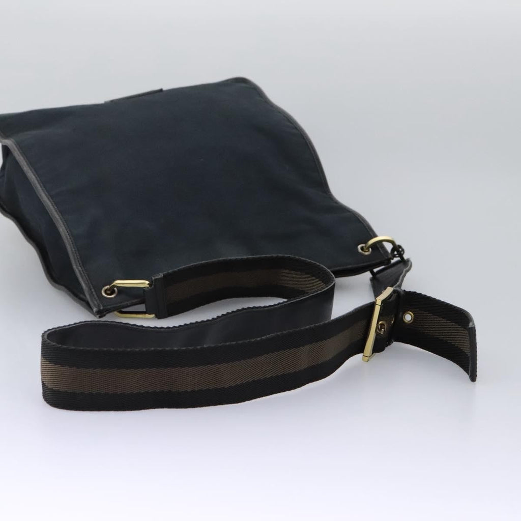 Gucci Sherry Line Shoulder Bag Canvas Black Canvas Shoulder Bag Bag (Pre-Owned)