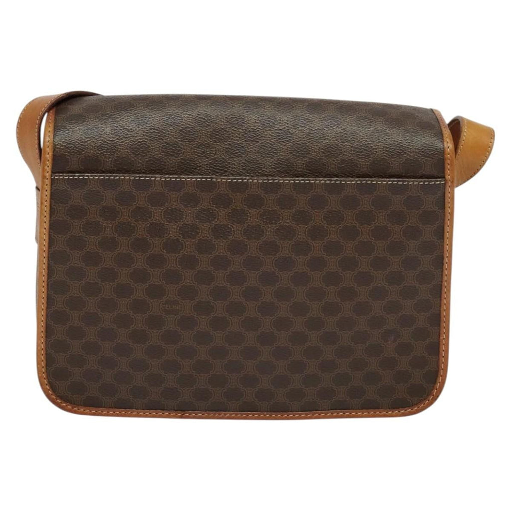 Celine Macadam Shoulder Bag Pvc Leather Brown Canvas Bag