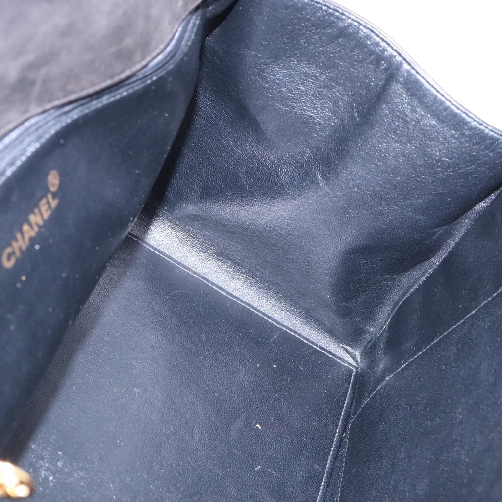 Chanel Vintage Grand Shopping Tote Quilted Lambskin Black Leather Tote Bag Bag