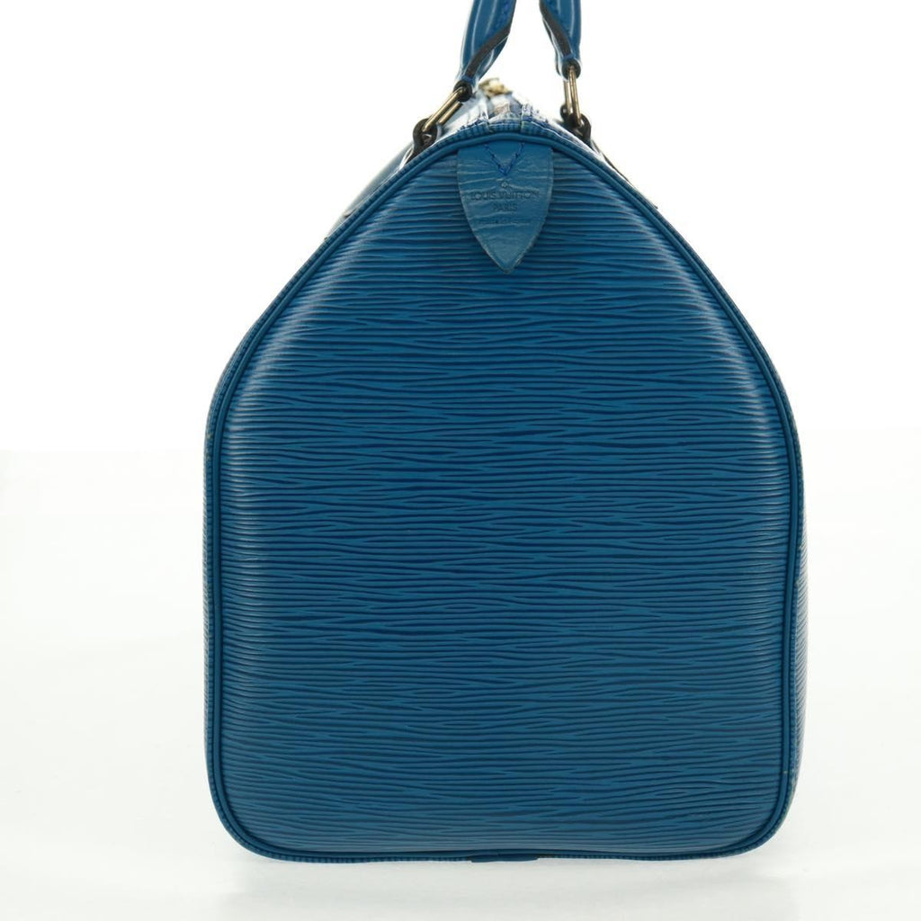 Louis Vuitton Speedy Handbag Epi Leather Blue Leather Handbag