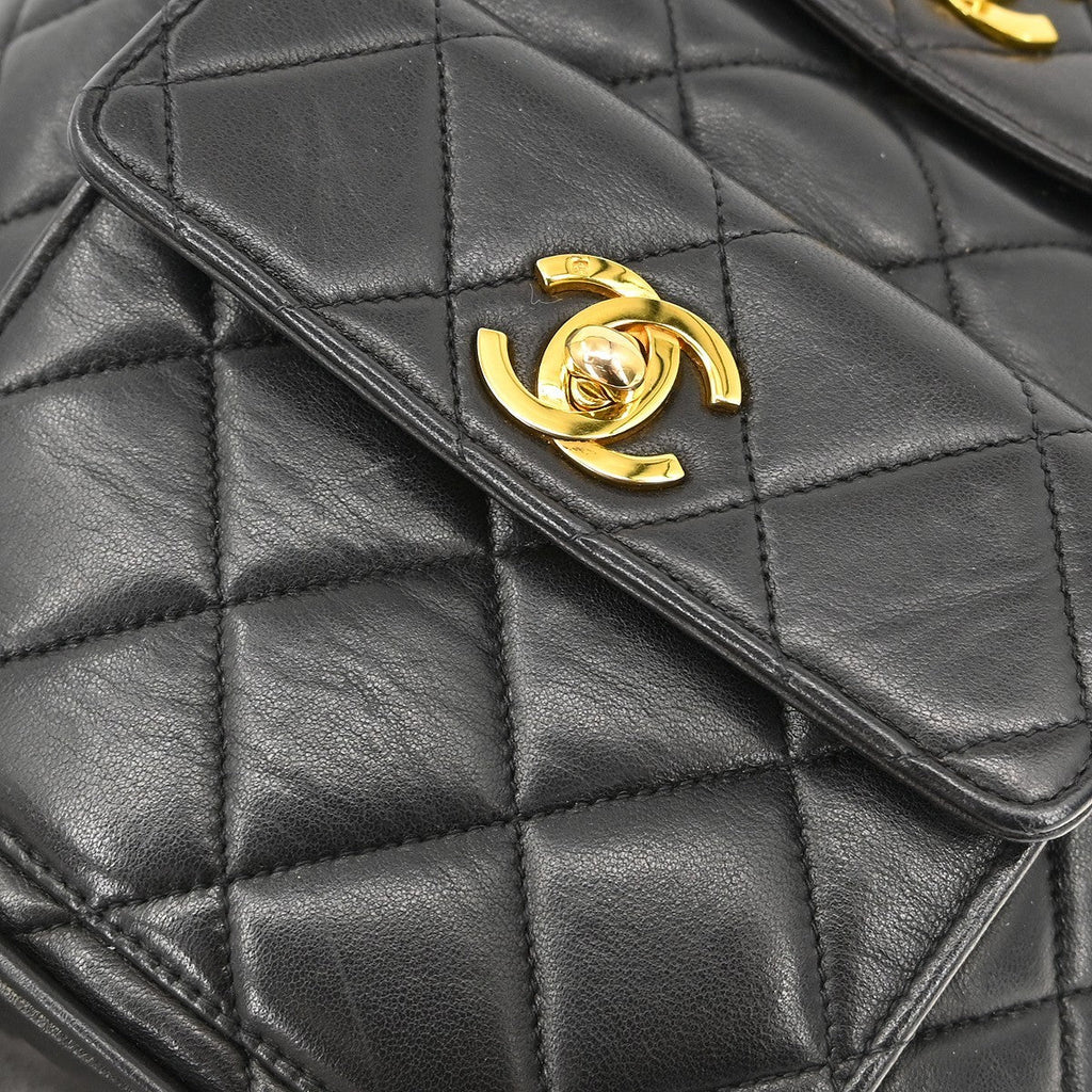 Chanel Duma Drawstring Backpack Quilted Leather Black Leather Backpack Bag