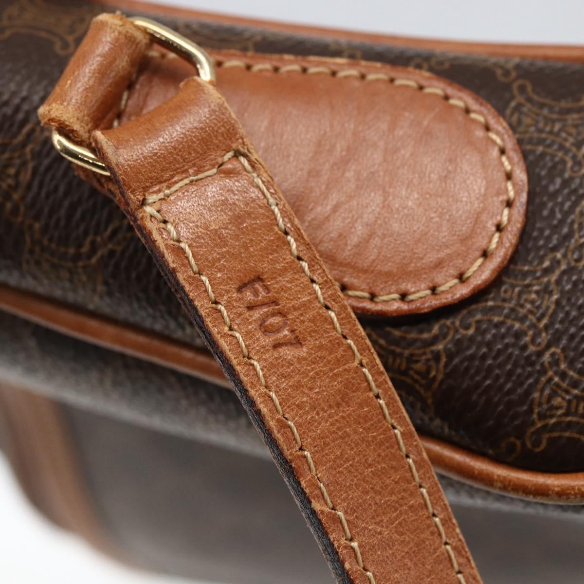 Celine Vintage Macadam Shoulder Bag Canvas And Leather Brown Canvas Shoulder Bag Bag