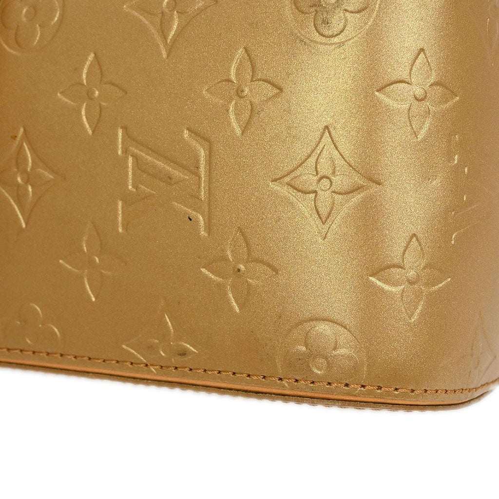 Louis Vuitton Mat Shelton Handbag Monogram Vernis Beige Leather Handbag
