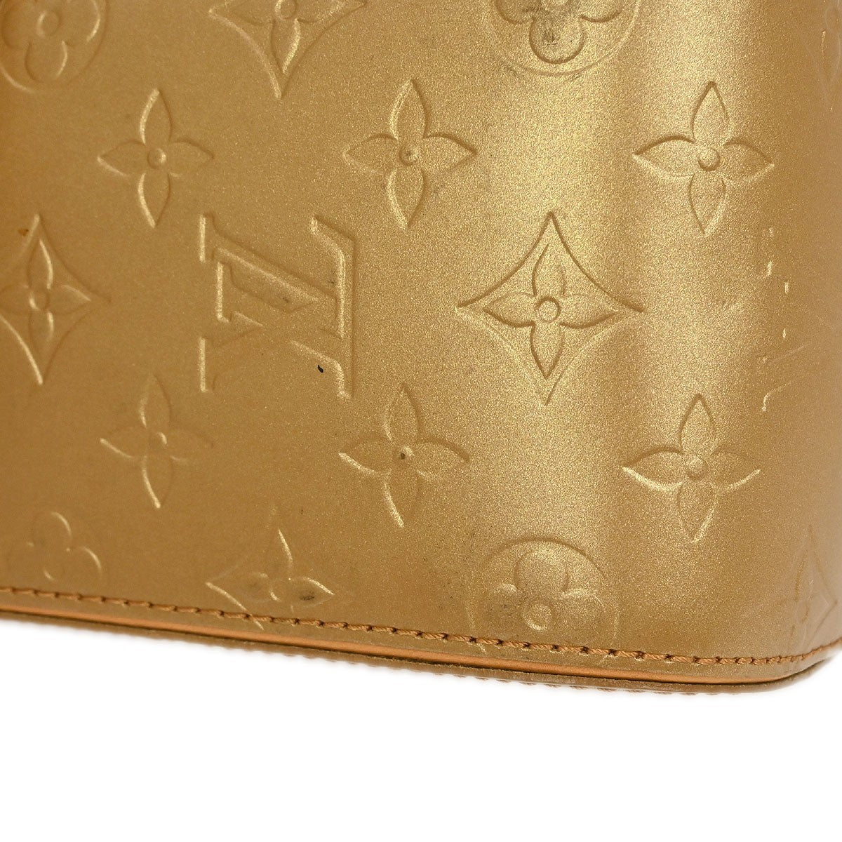 Louis Vuitton Mat Shelton Handbag Monogram Vernis Beige Leather Handbag