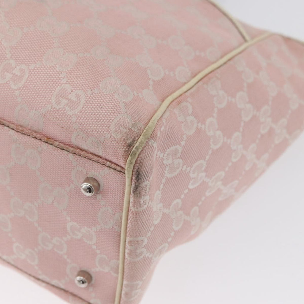 Gucci Web Handle Buckle Tote Gg Canvas Pink Canvas Tote Bag Bag (Pre-Owned)