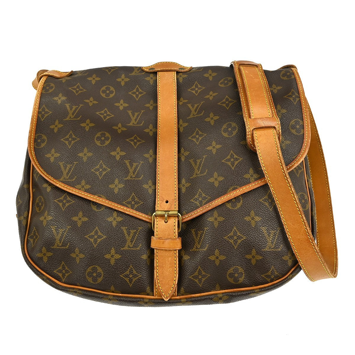 Louis Vuitton Saumur Handbag Monogram Canvas Brown Canvas Shoulder Bag