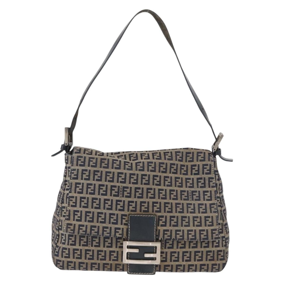 Fendi Mama Forever Bag Zucchino Canvas Navy Canvas Shoulder Bag Bag
