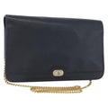 Christian Dior Vintage Chain Flap Shoulder Bag Leather Navy Leather Shoulder Bag Bag (Pre-Owned)