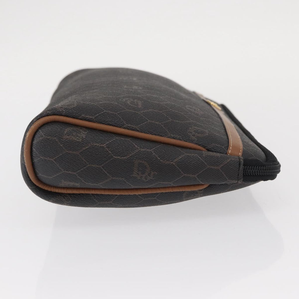 Christian Dior Vintage Honeycomb Zip Pouch Coated Canvas Black Pvc Clutche & Pouche Bag (Pre-Owned)