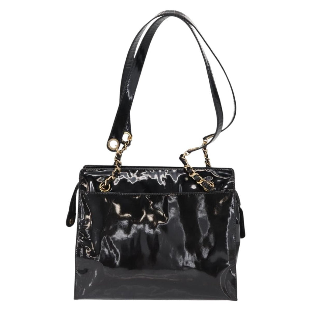 Chanel Vintage Timeless Chain Shoulder Bag Patent Black Patent_Leather Shoulder Bag Bag