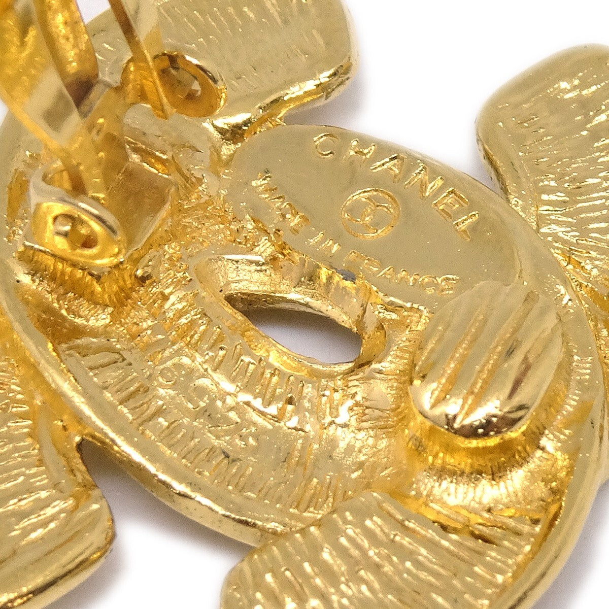 Chanel Cc Clip-On Earrings Quilted Metal Gold Gold_Plated Earrings Jewelry