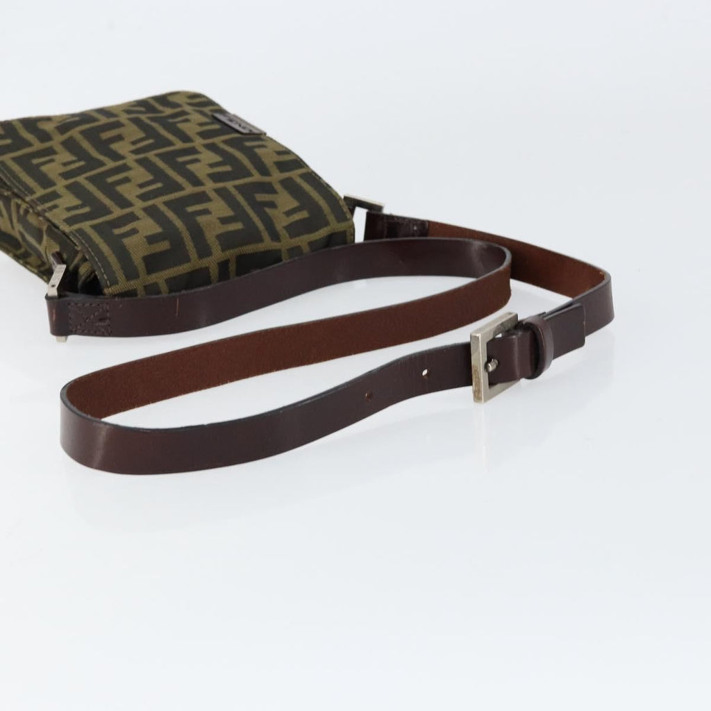 Fendi Flat Messenger Bag Zucca Canvas Brown Canvas Shoulder Bag Bag