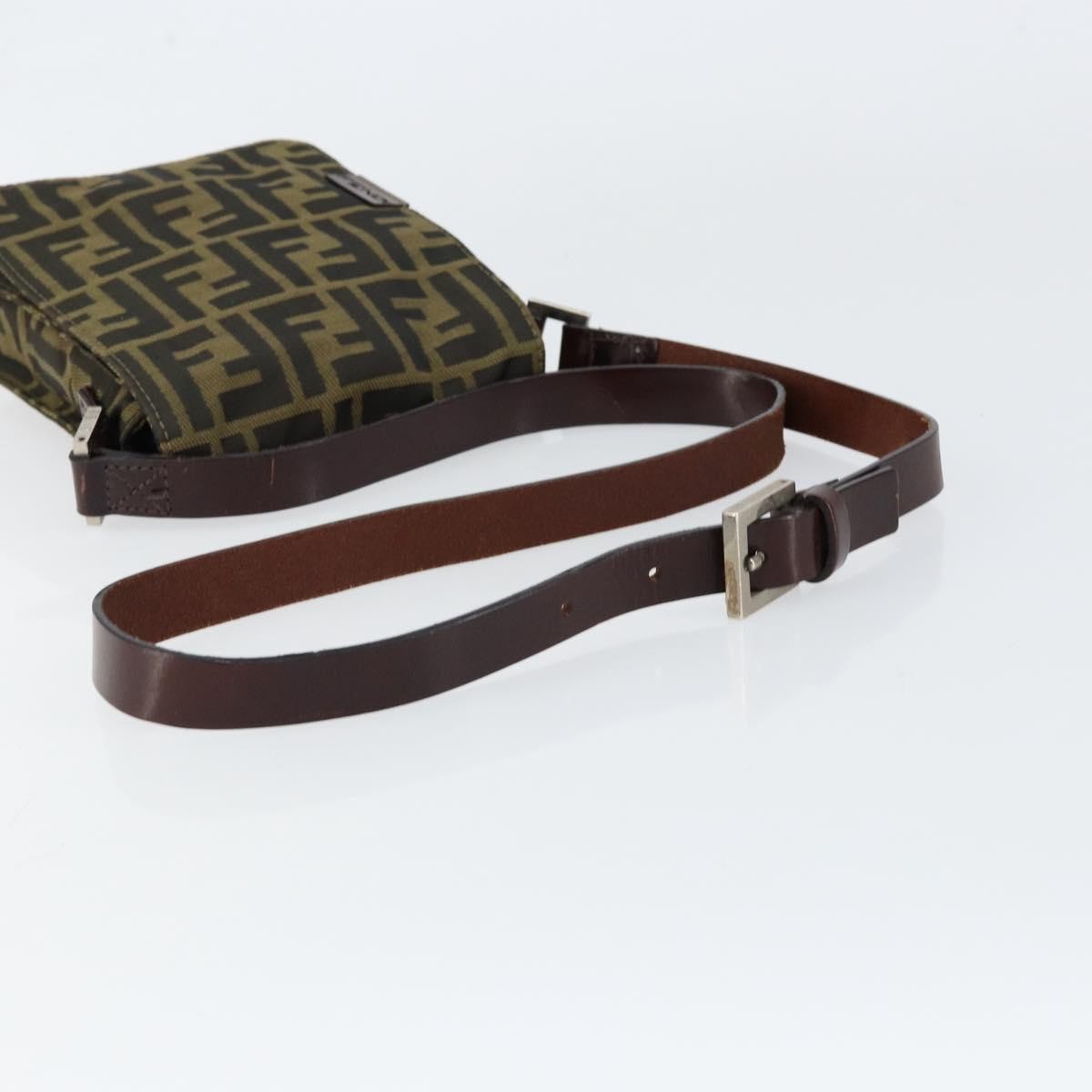 Fendi Flat Messenger Bag Zucca Canvas Brown Canvas Shoulder Bag Bag