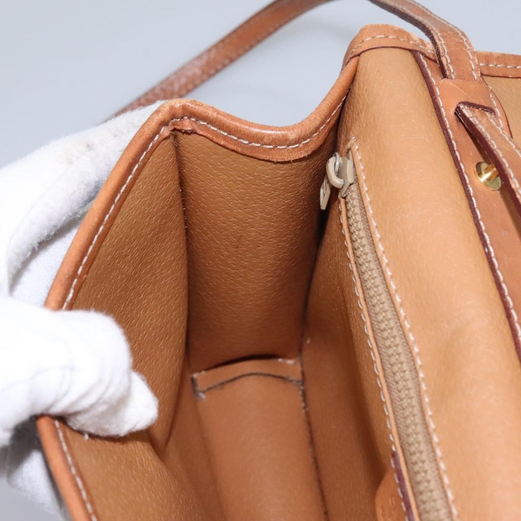Celine Vintage Macadam Circle Logo Shoulder Bag Canvas And Leather Brown Canvas Shoulder Bag Bag