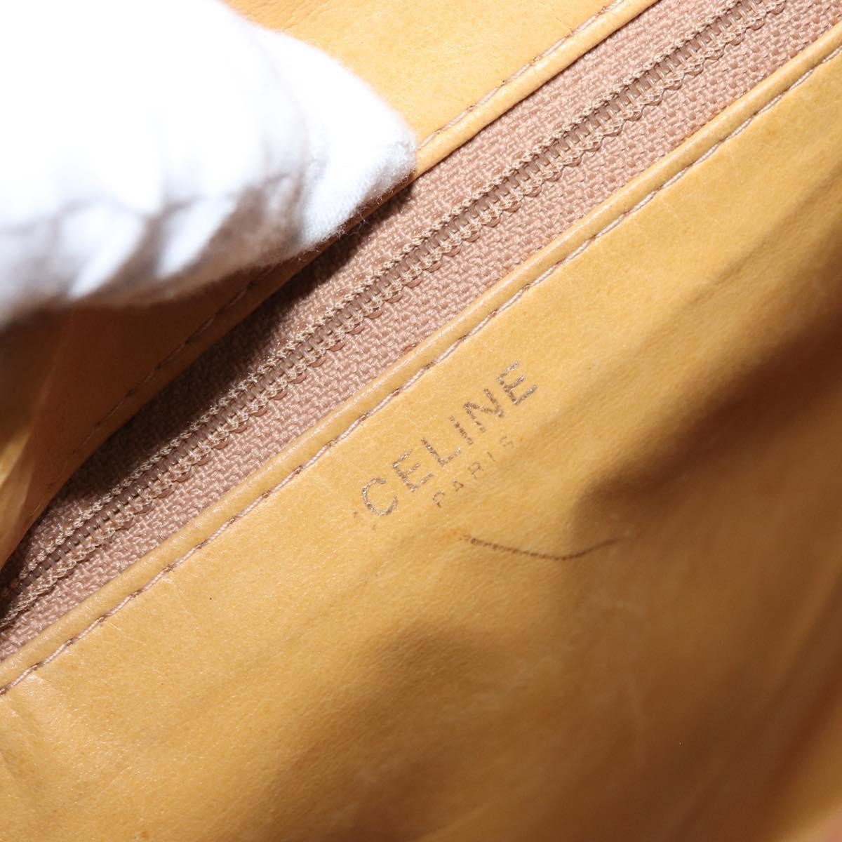 Celine Vintage Macadam Shoulder Bag Canvas And Leather Beige Canvas Shoulder Bag Bag