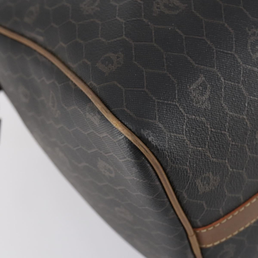 Christian Dior Vintage Honeycomb Boston Bag Canvas And Leather Black Canvas Travel Bag Bag (Pre-Owned)