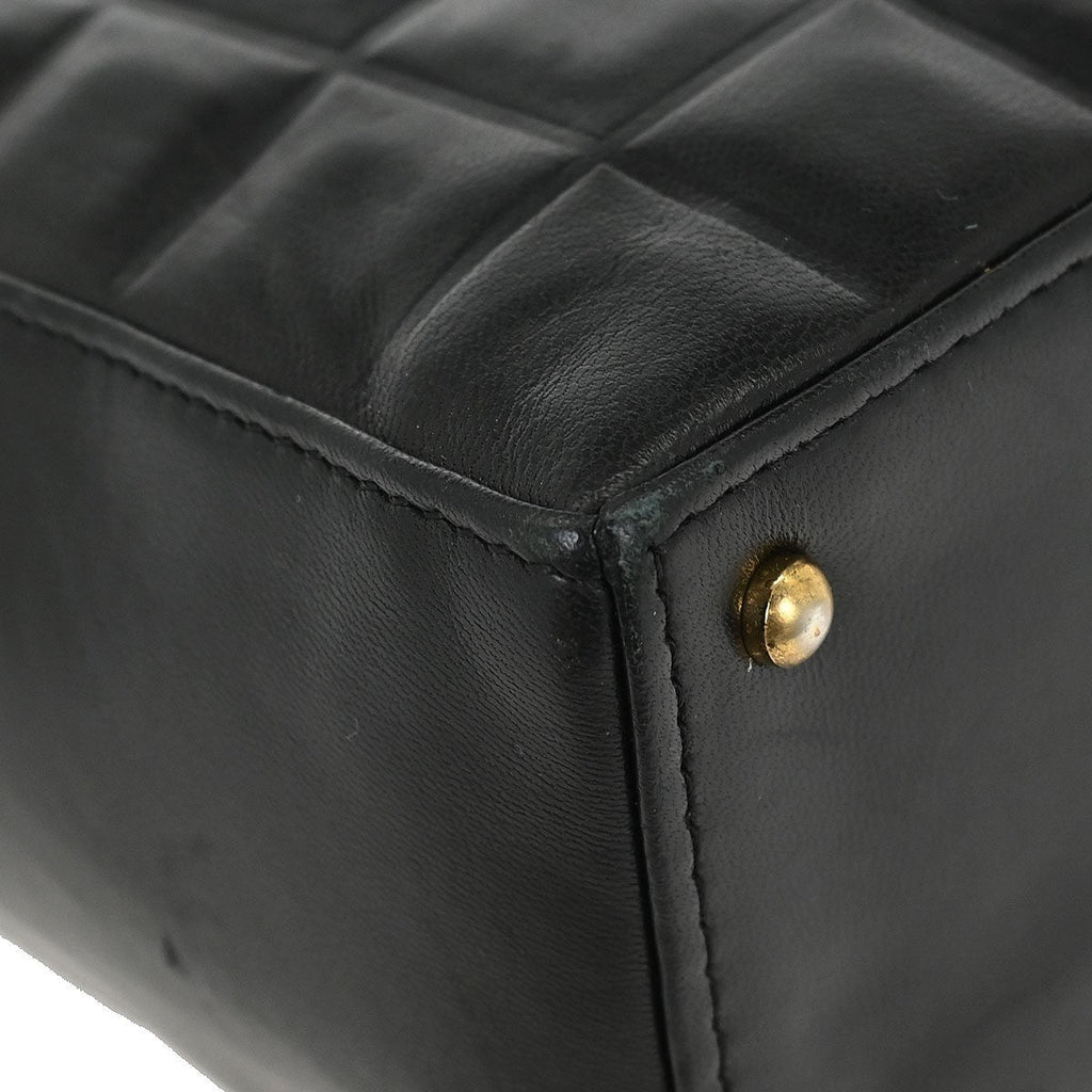 Chanel Chocolate Bar Cc Tote Quilted Leather Black Leather Tote Bag Bag