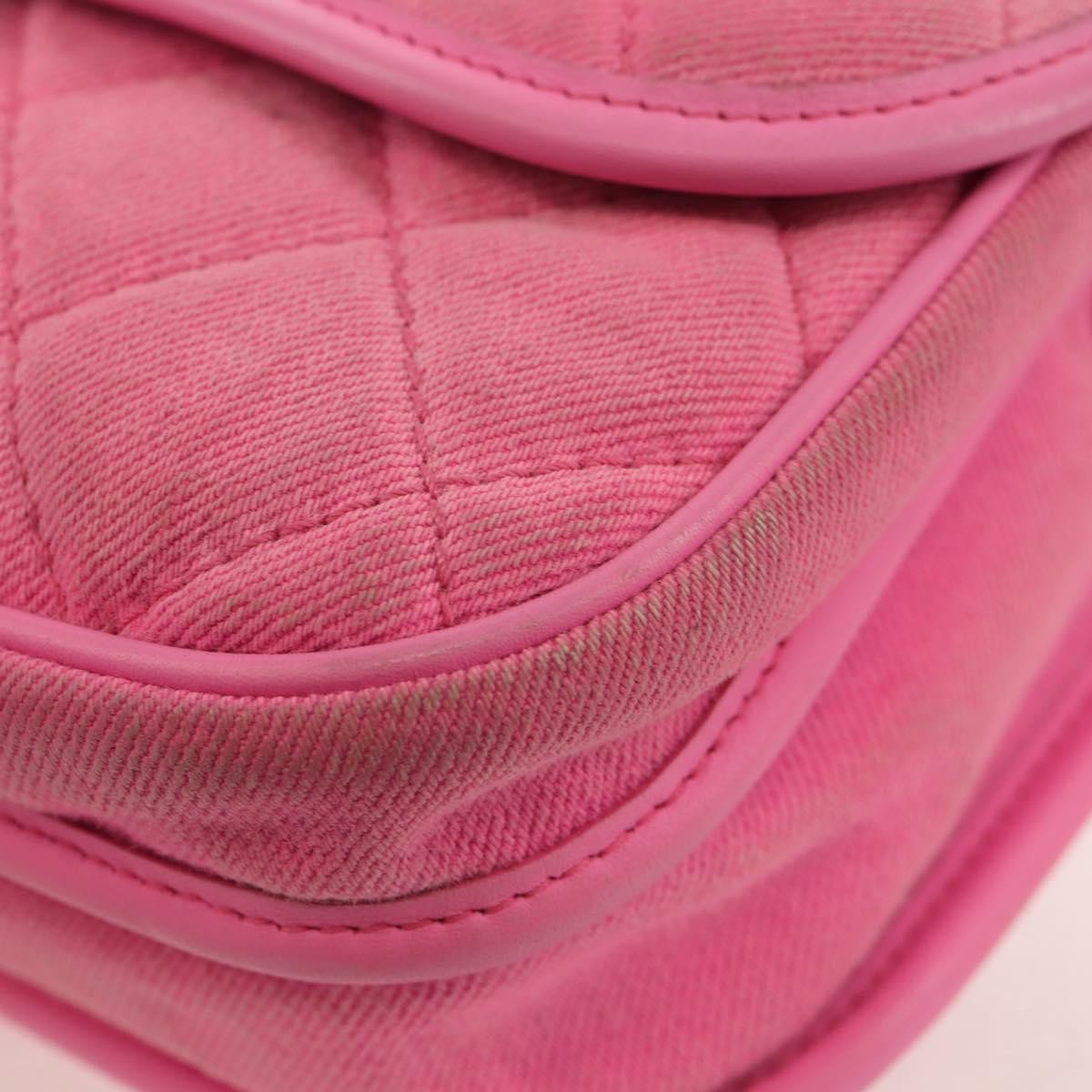 Chanel Flap Messenger Bag Quilted Denim Pink Canvas Shoulder Bag Bag