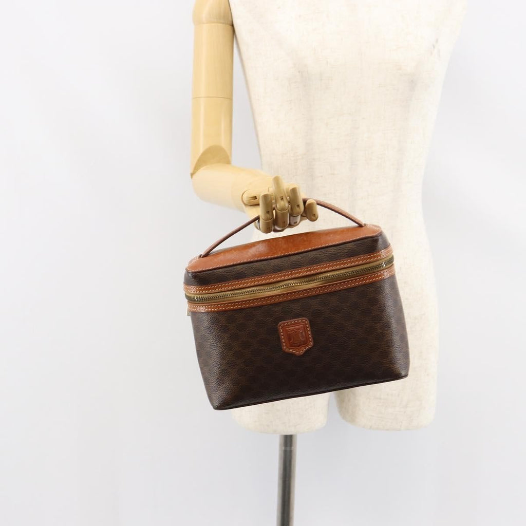 Celine Macadam Vanity Bag Canvas Brown Canvas Clutche & Pouche Bag