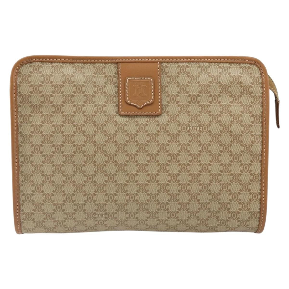 Celine Macadam Pochette Classic Beige Canvas Clutche & Pouche Bag