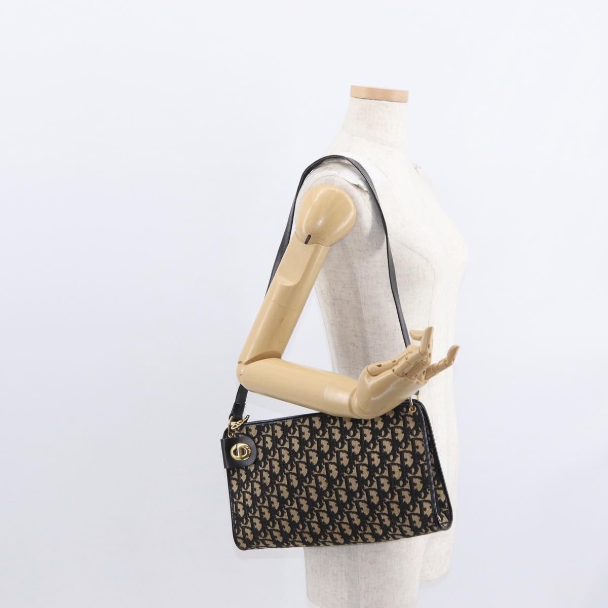 Christian Dior Vintage Cd Trotter Shoulder Bag Canvas Black Canvas Shoulder Bag Bag (Pre-Owned)