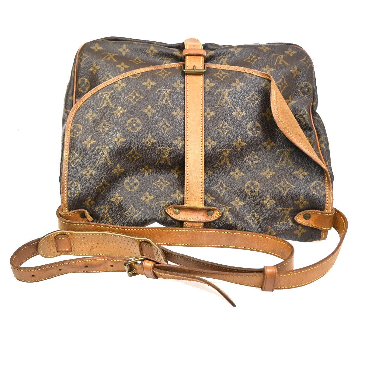 Louis Vuitton Saumur Handbag Monogram Canvas Brown Canvas Shoulder Bag