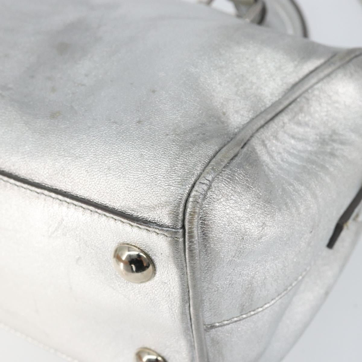 Saint Laurent Classic Duffle Bag Leather Silver Leather Handbag (Pre-Owned)