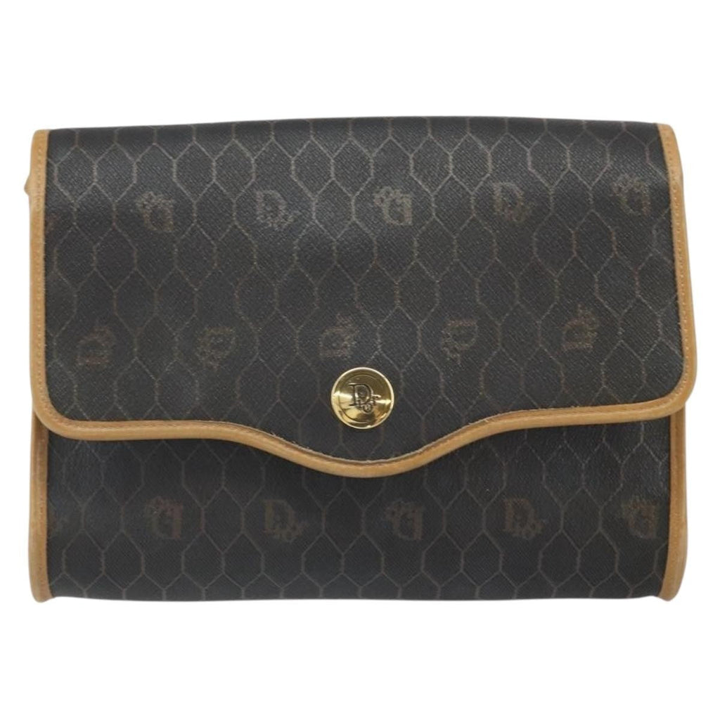 Christian Dior Vintage Honeycomb Shoulder Bag Canvas Black Canvas Shoulder Bag Bag (Pre-Owned)